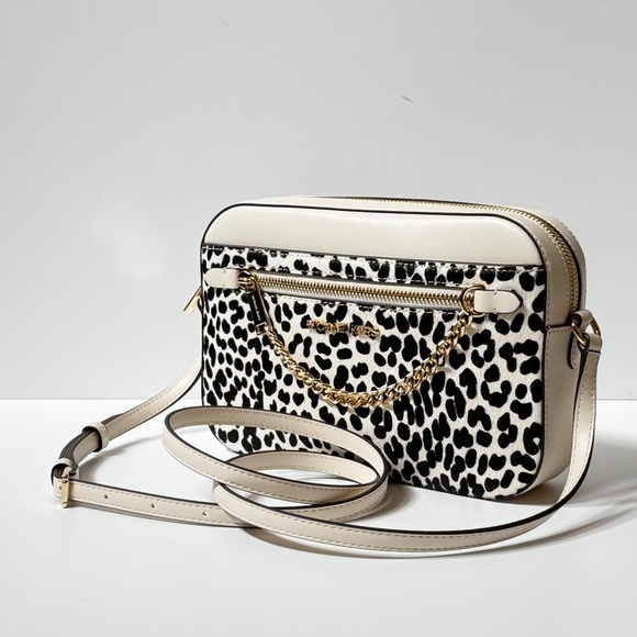 Michael Kors Jet Set Iten Chain Crossbody Bag Light Cream Multi Exotic Hair Calf - Picture 4 of 16